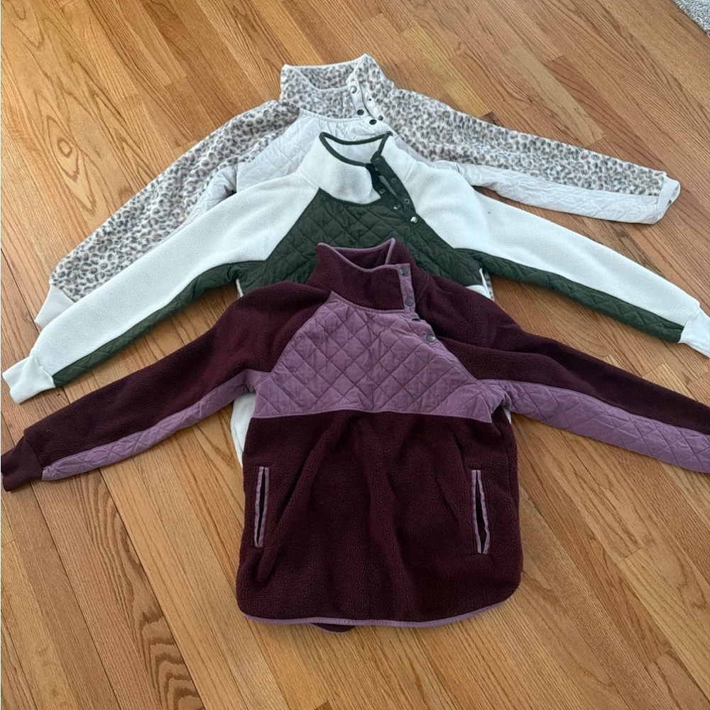 Abercrombie & Fitch Women's Quilted Sweater - Burgundy and Lavender